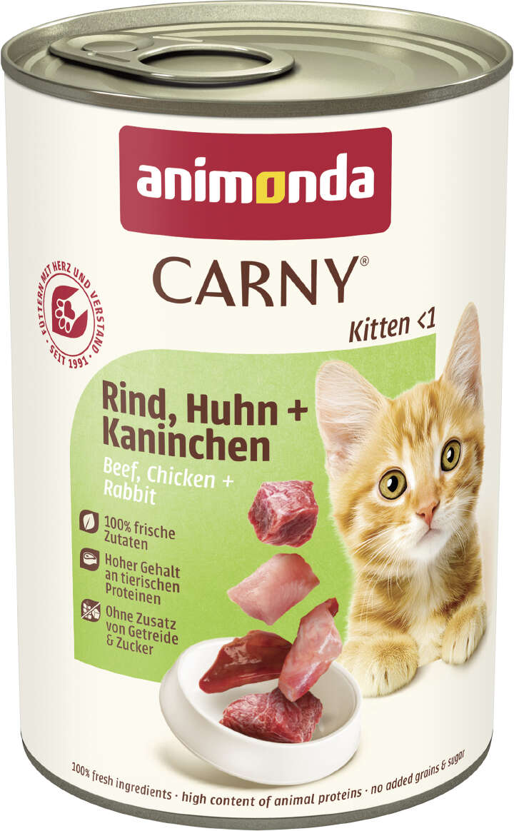 animonda Katzen-Nassfutter Kitten Rind, Huhn + Kaninchen